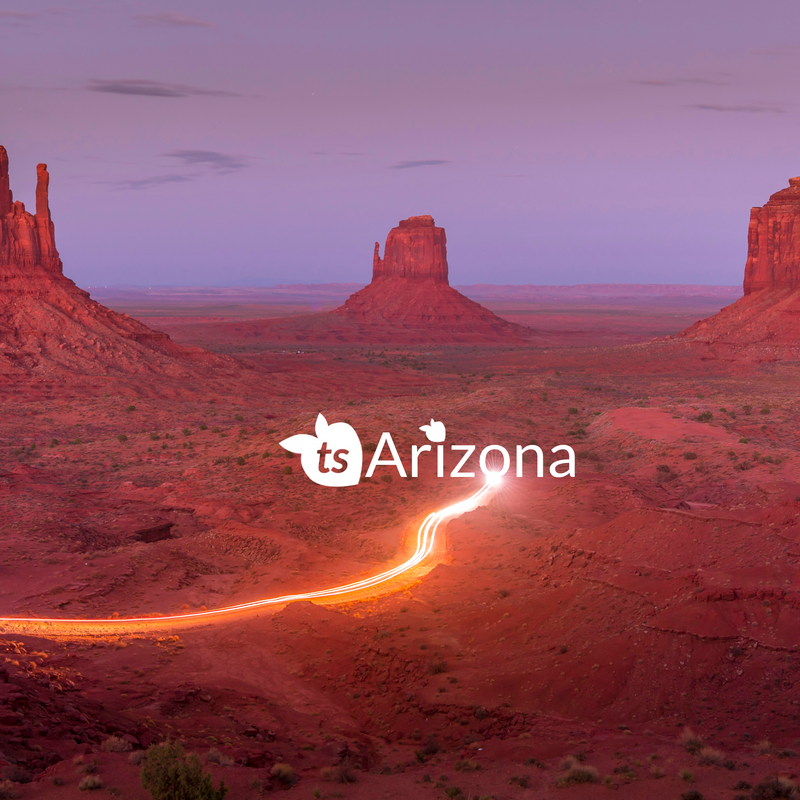 Arizona desert landscape with Monument Valley at sunset