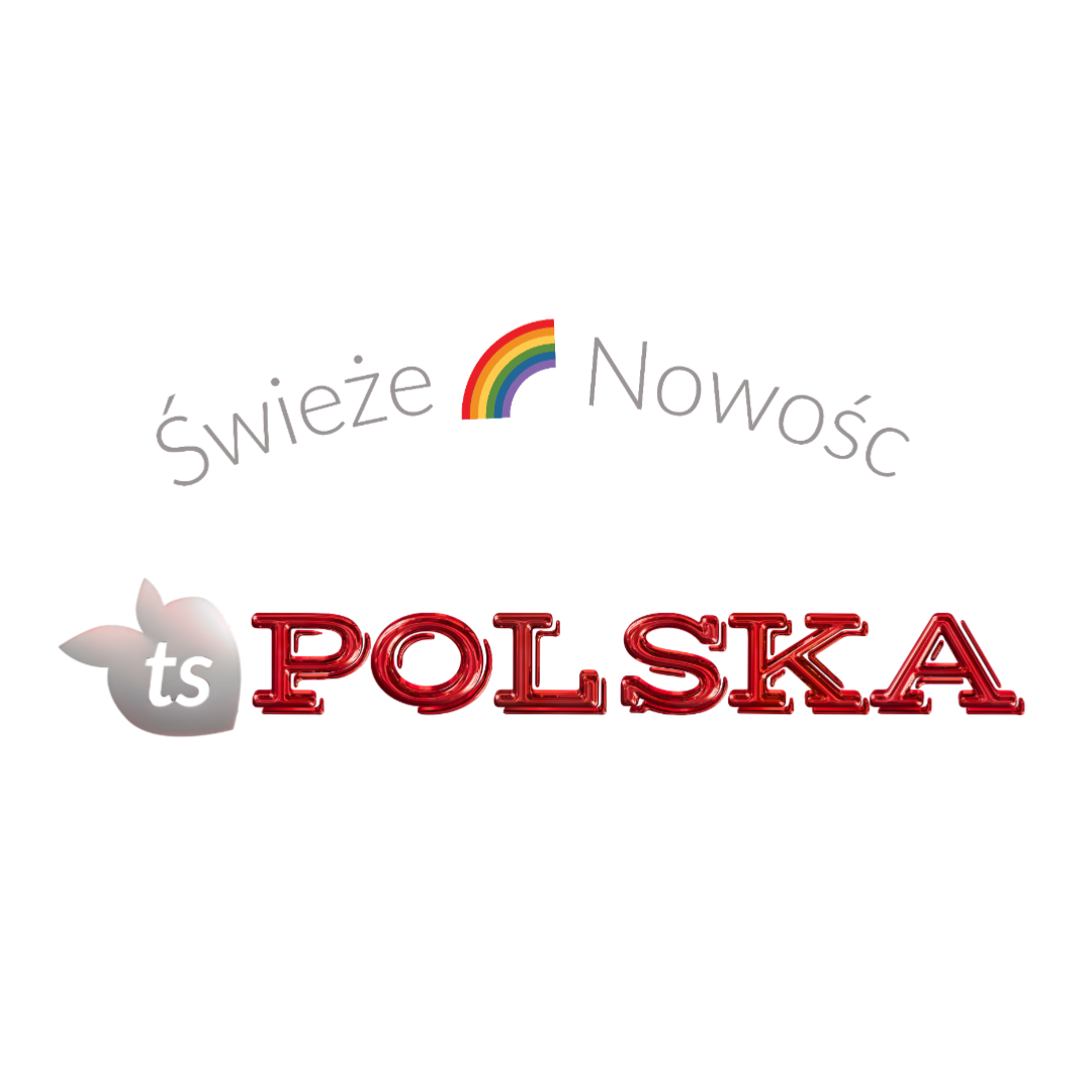 Polish text 'Świeóńe Nowoøù' with a rainbow and 'ts POLSKA' in red on a white background