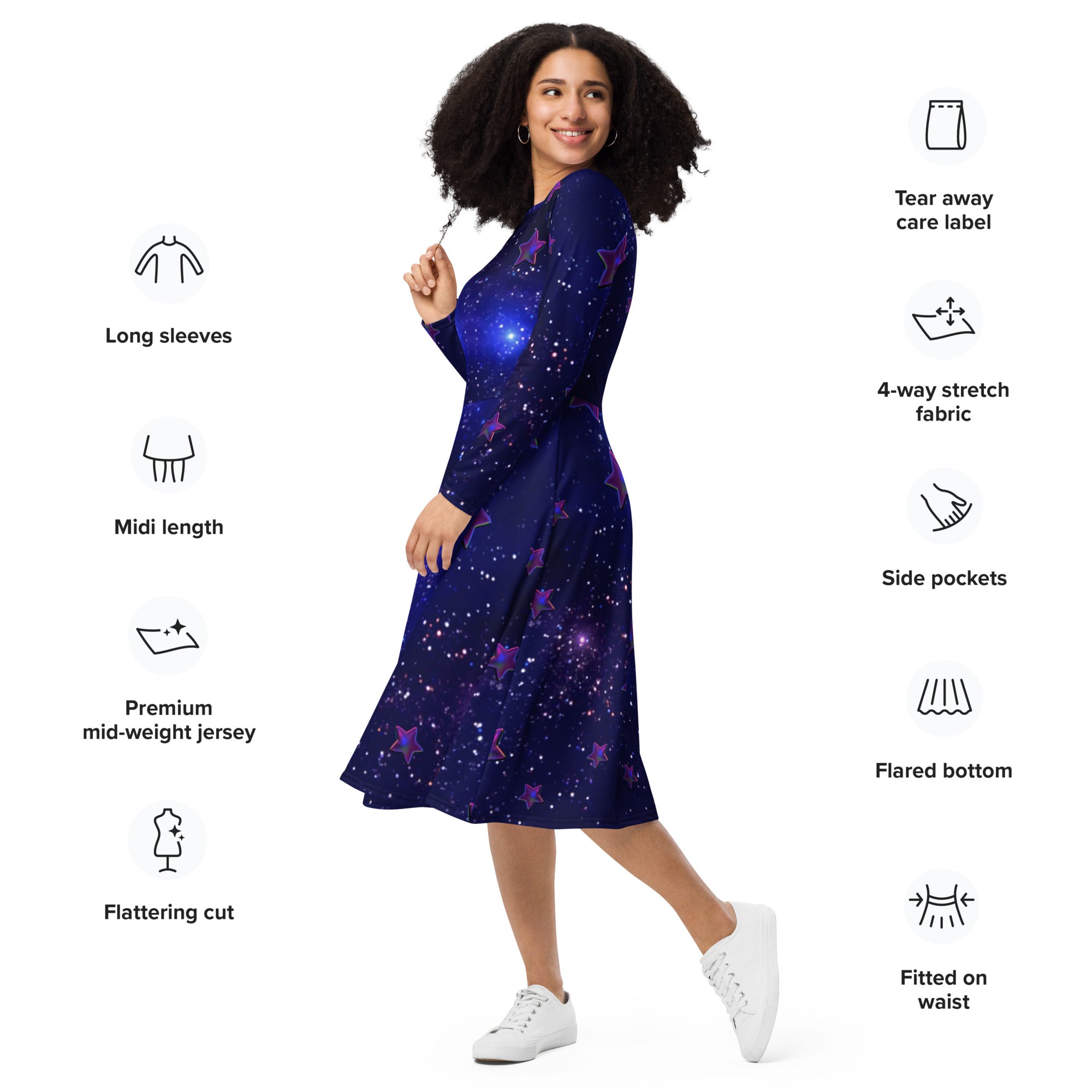 tsgabrielle® • For Her 👗 • 🌌✨Édition Spatiale • Cosmic Edition • Long Sleeve Midi Dress  