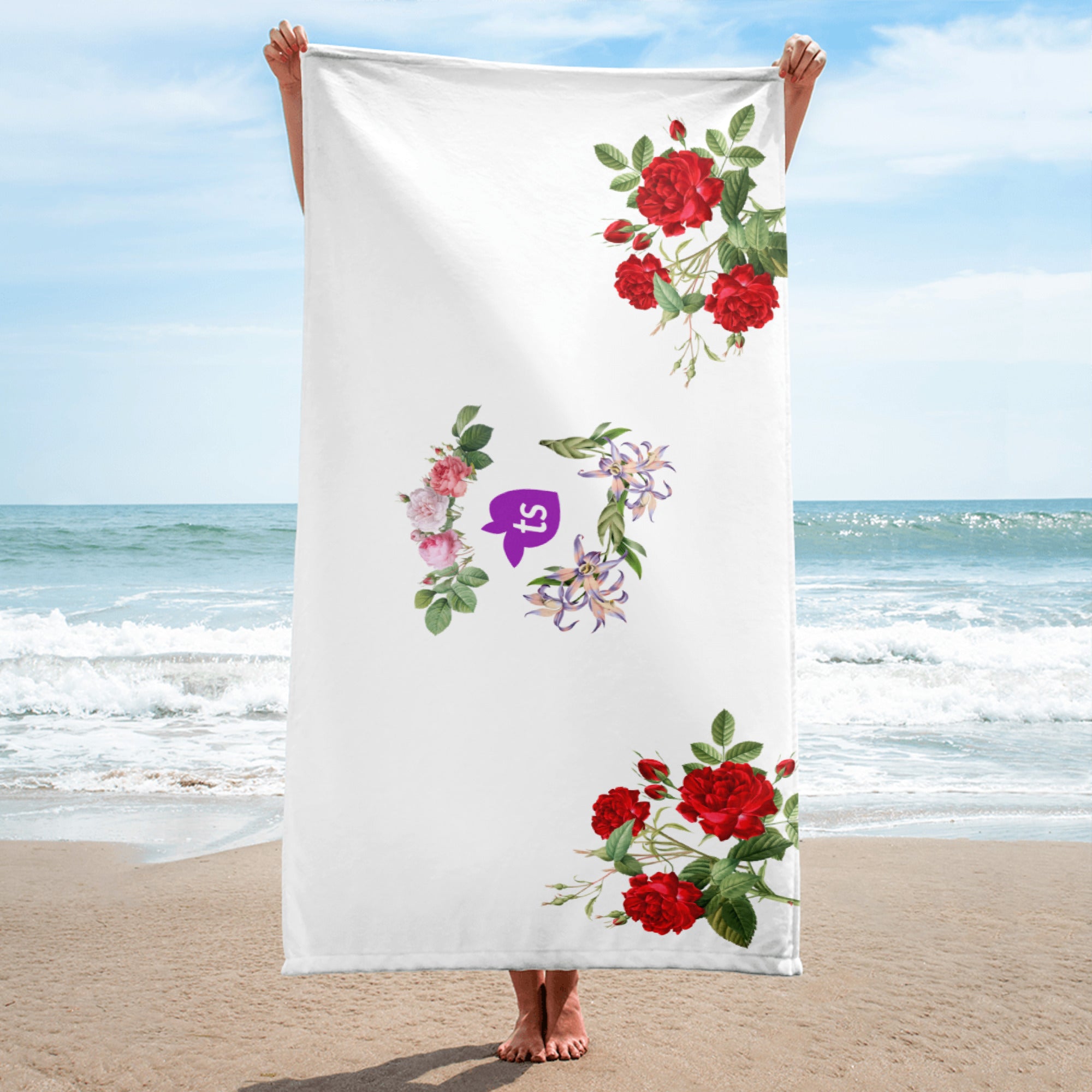 tsgabrielle® • TransFLOWer • Bath Towel • White • 30"x60