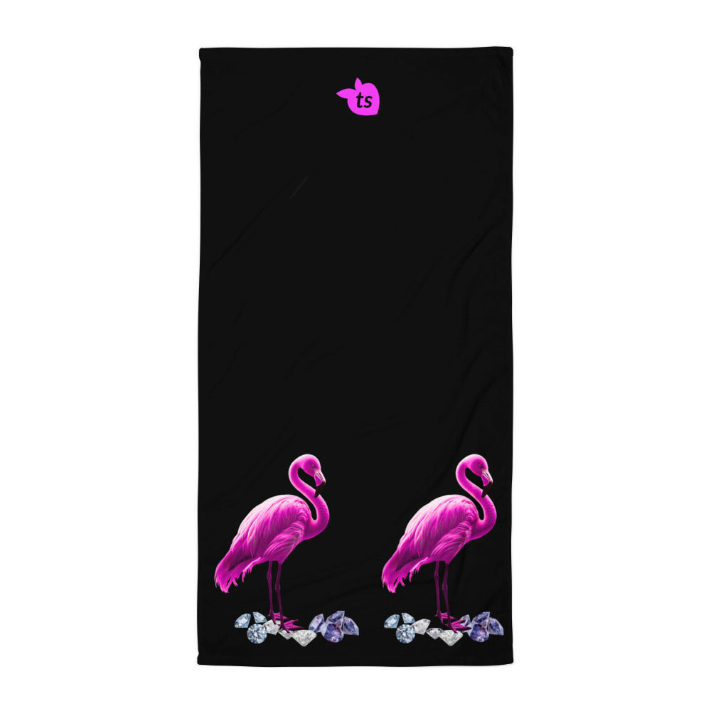 tsgabrielle® • Flamant 🦩Rose • Towel • 30″ × 60″ • Black • Black