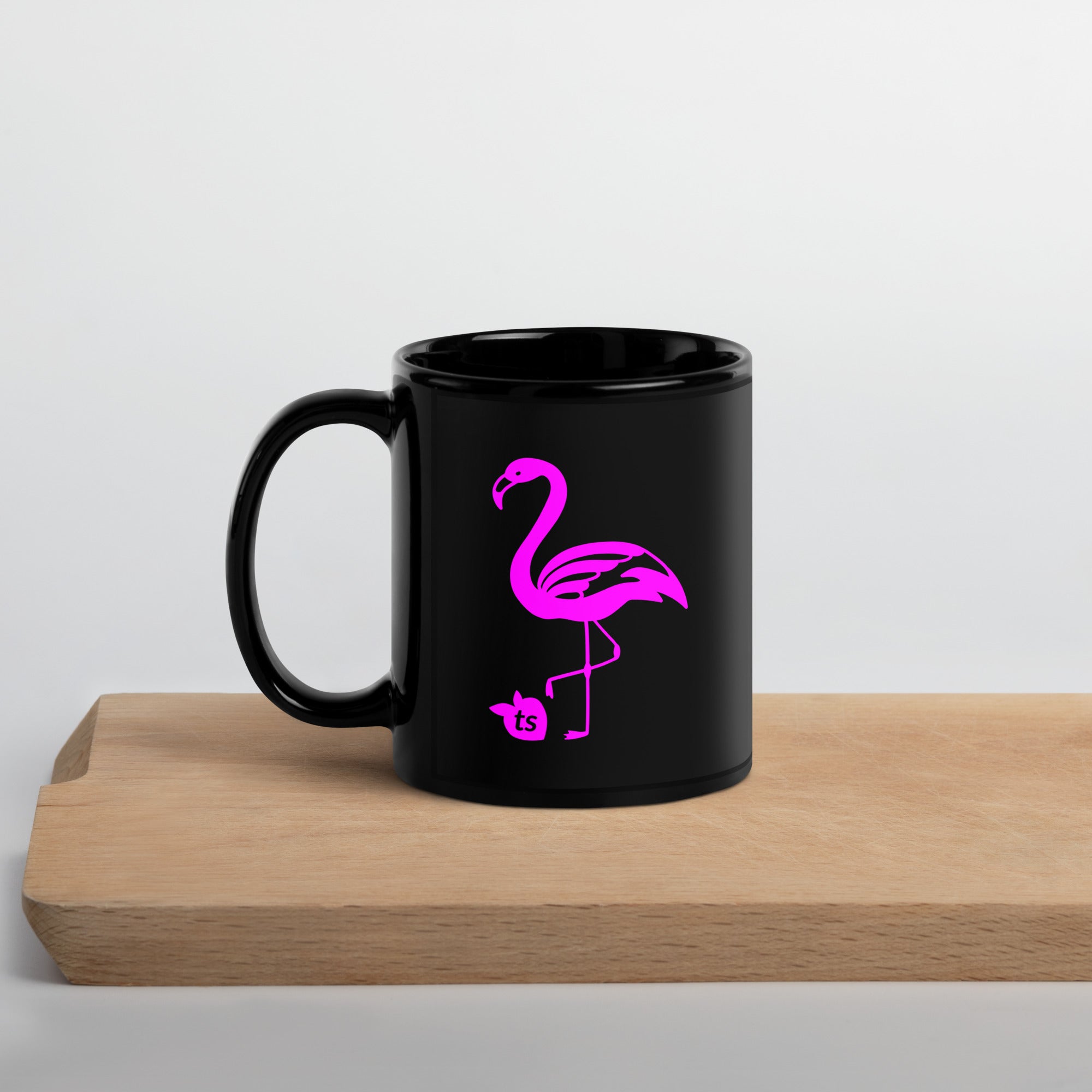 tsgabrielle® • Flamant Rose • Błyszczący Kubek • Czarny • Ceramika • 2 Rozmiary
