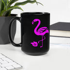 tsgabrielle® • Flamant Rose • Błyszczący Kubek • Czarny • Ceramika • 2 Rozmiary