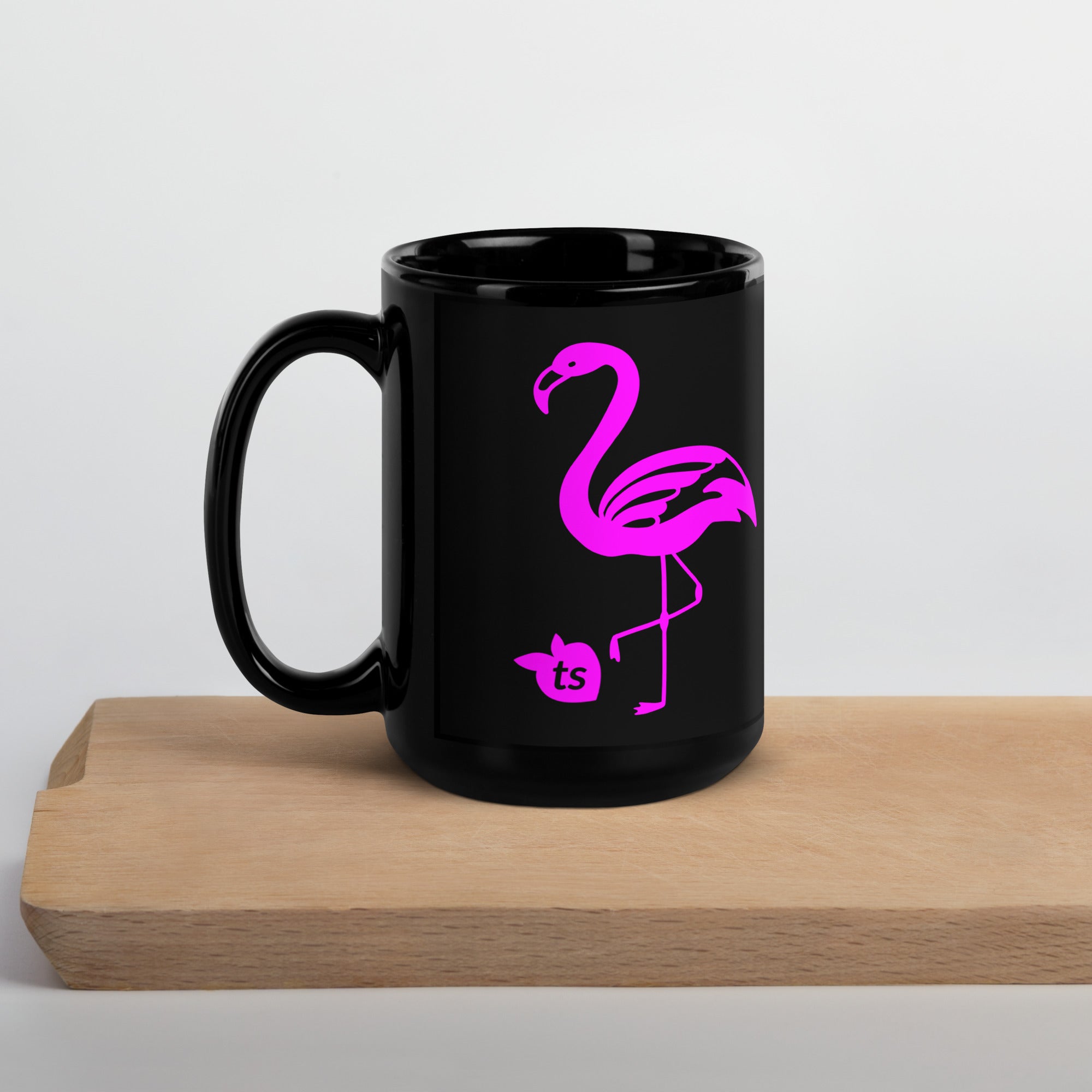 tsgabrielle® • Flamant Rose • Błyszczący Kubek • Czarny • Ceramika • 2 Rozmiary
