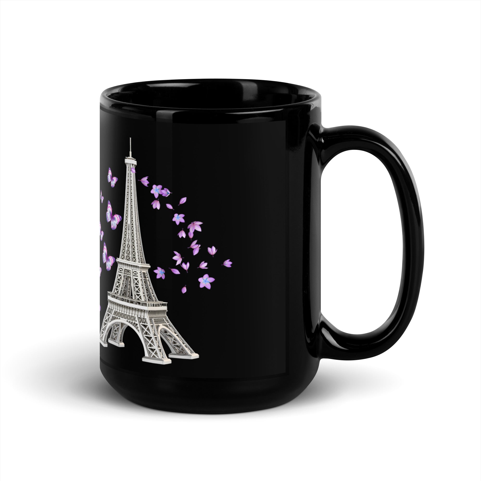 tsgabrielle® • Paris • Glossy Mug • Black • Ceramic • 2 Sizes • 15 oz Black Ceramic
