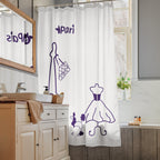 tsgabrielle® • Paryż - Tydzień Mody • Zasłona prysznicowa • Biała • 71” x 74”