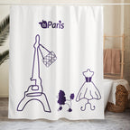 tsgabrielle® • Paryż - Tydzień Mody • Zasłona prysznicowa • Biała • 71” x 74”