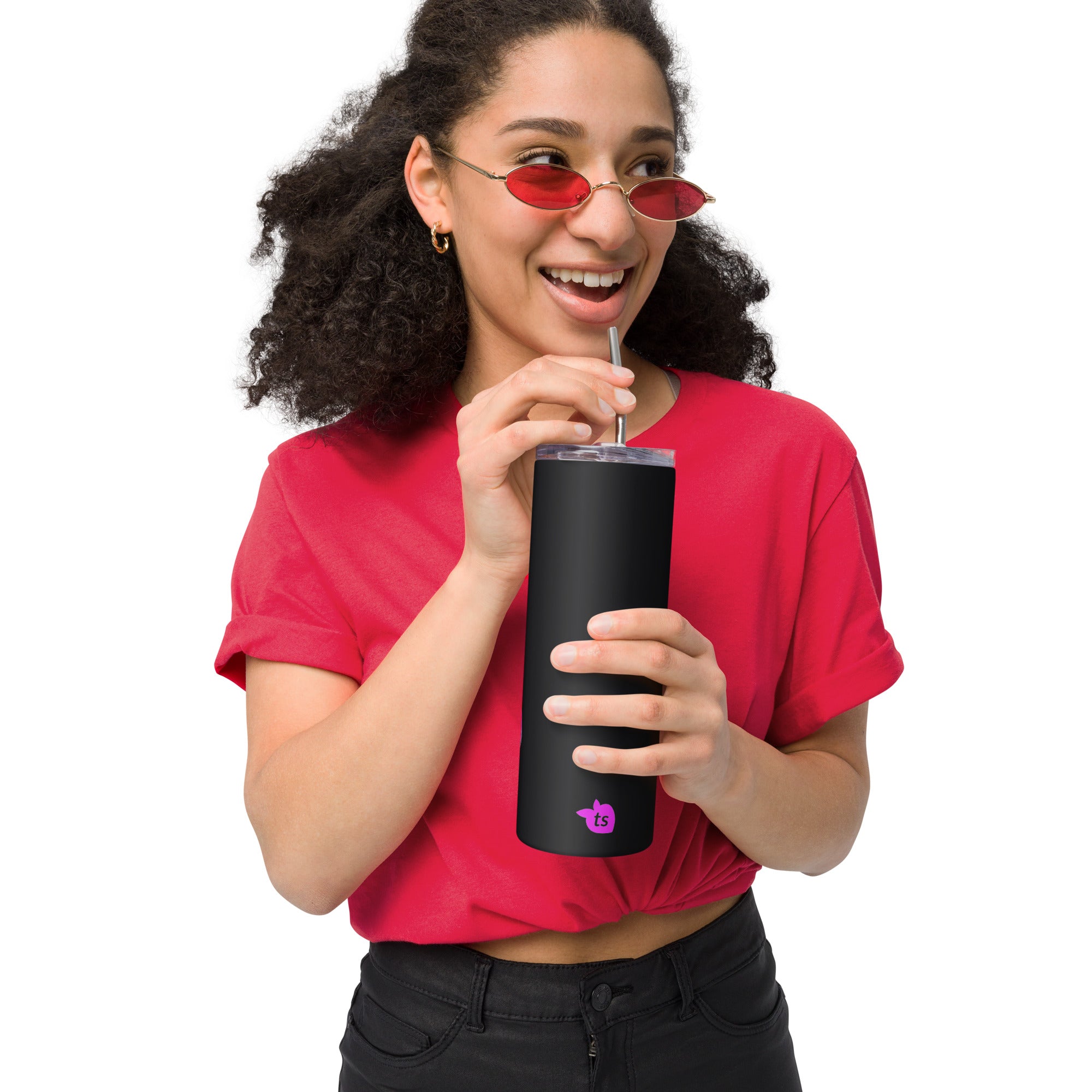 tsgabrielle® • Flamant 🦩 Rose • Tumbler • Stainless Steel • Black • 20 oz •