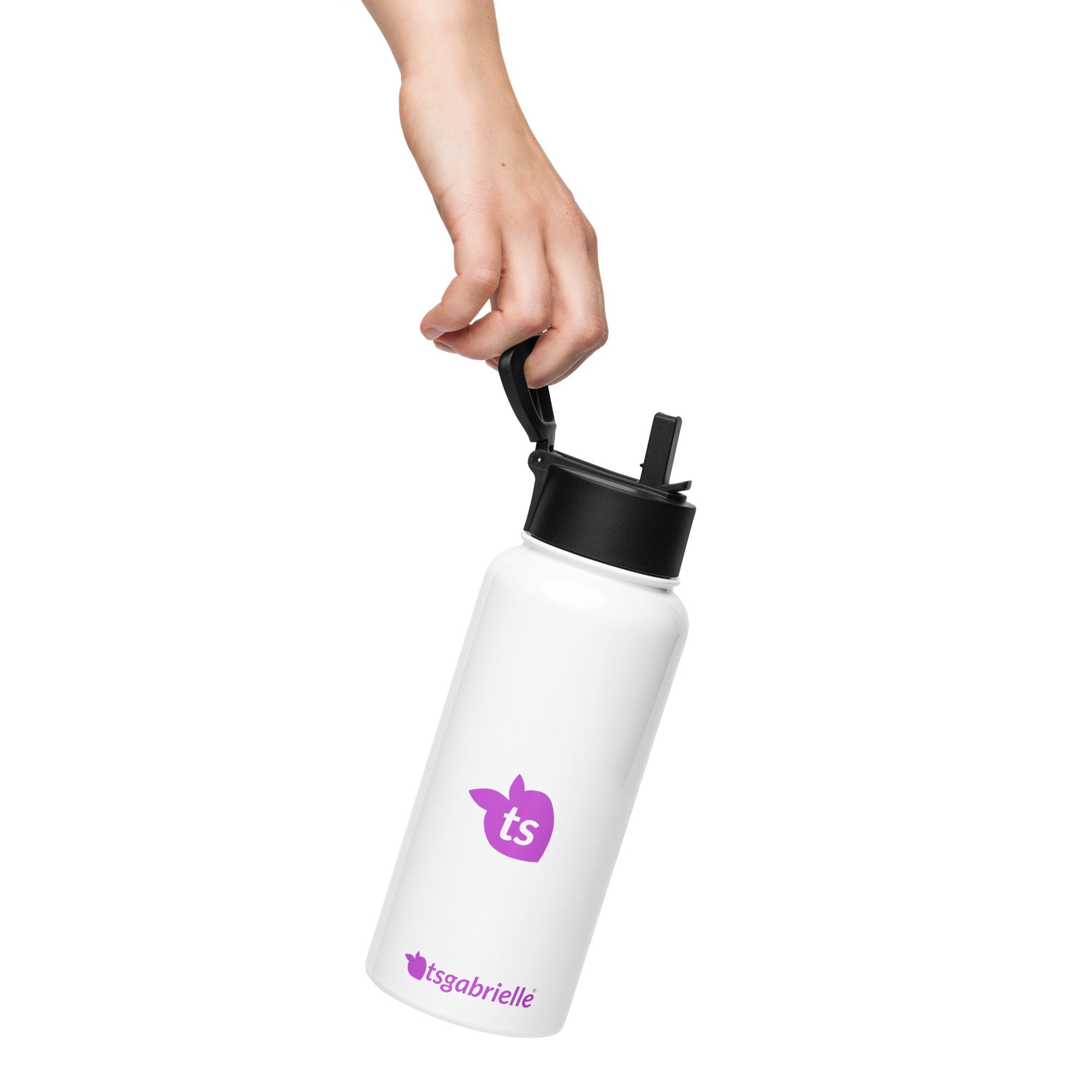 tsgabrielle® • Water Bottle with a Straw Lid • White • Stainless Steel • 32 oz