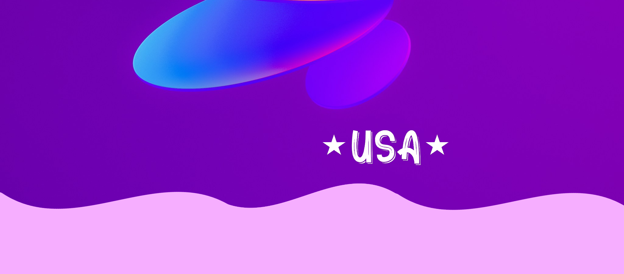 Colorful abstract design with 'USA' text on a purple background