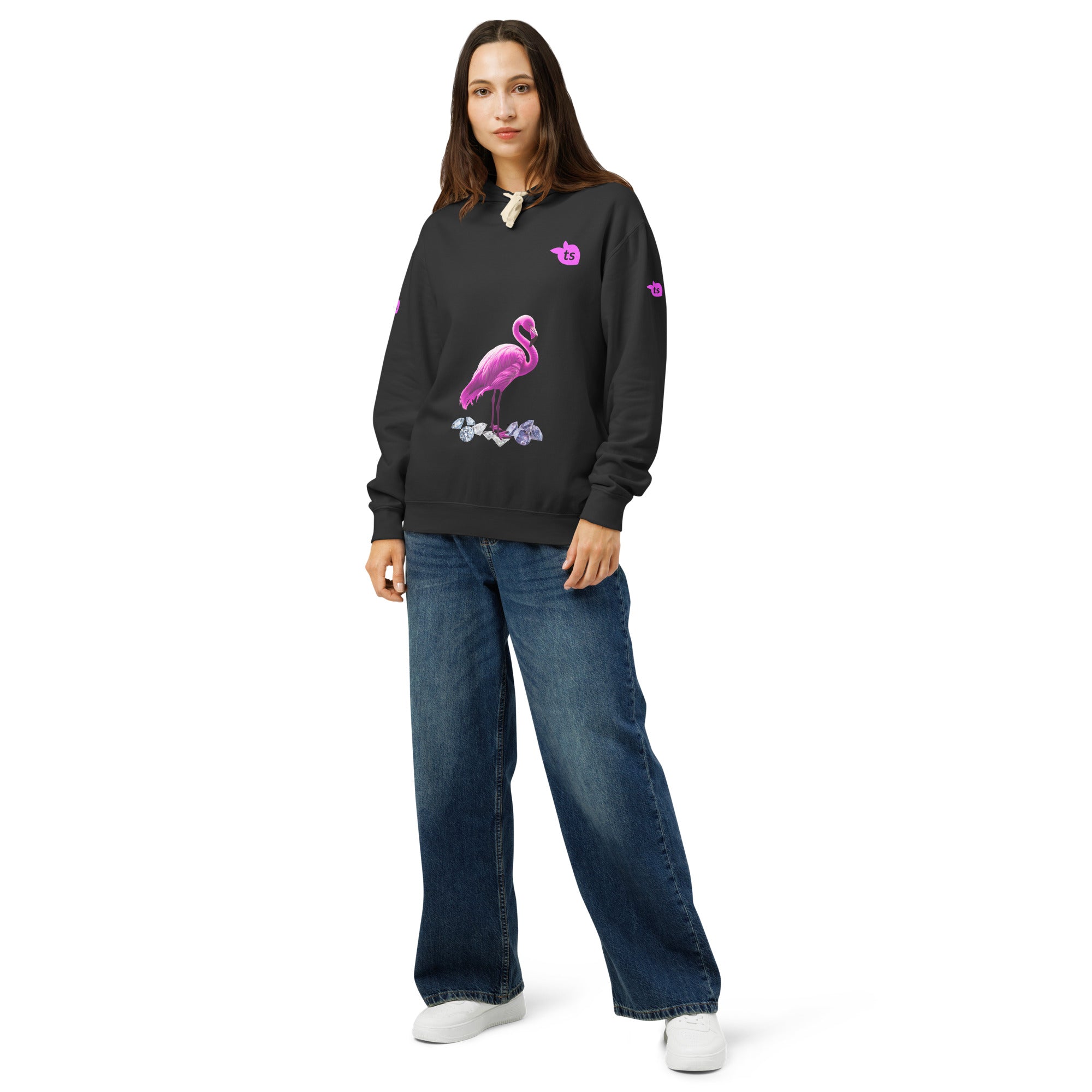 tsgabrielle® • For Her • Flamant 🦩 Rose • Garment-Dyed Lightweight Hoodie • Black •