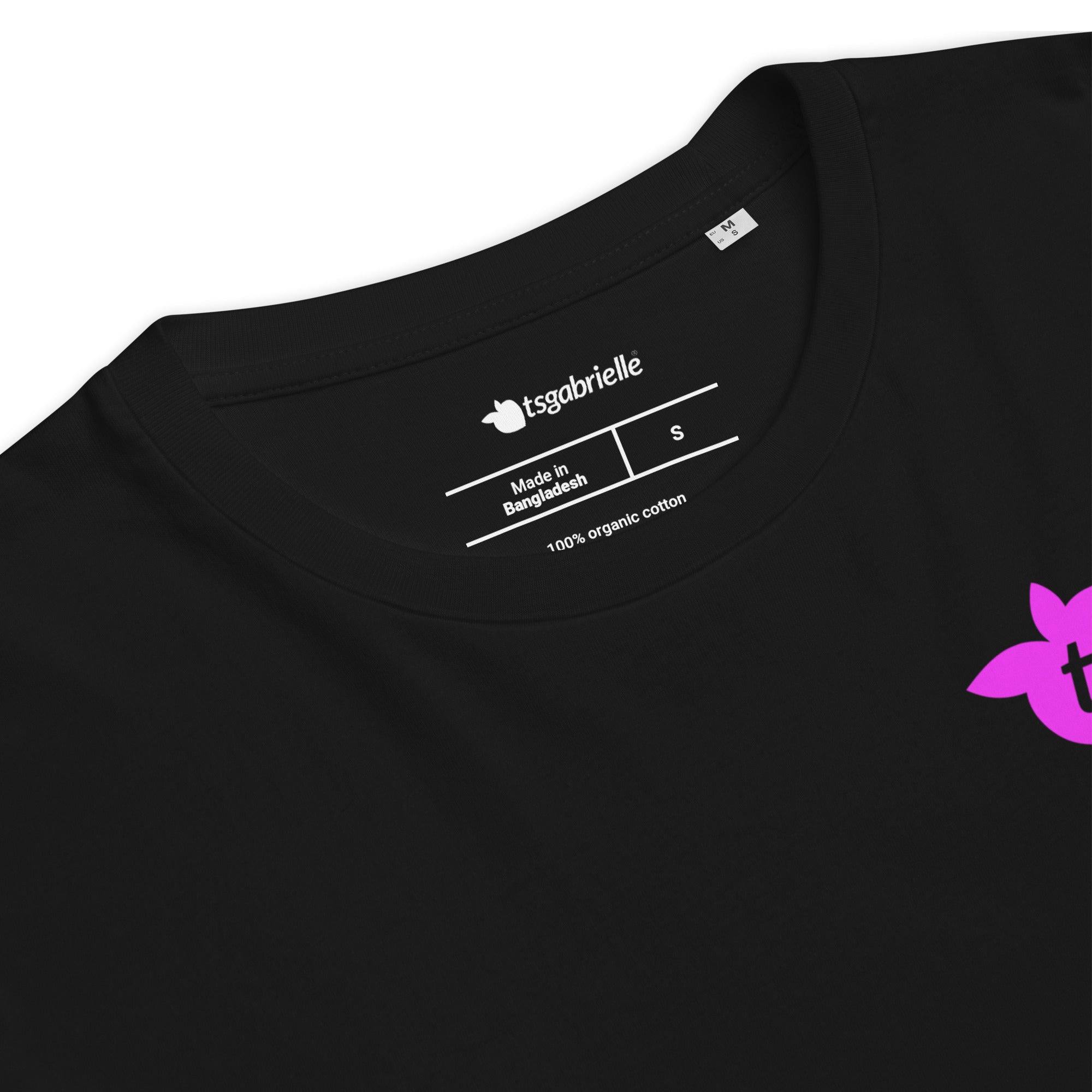 tsgabrielle® • For Her 👗 • Flamant 🦩 Rose • T-Shirt • Black • 100% Organic Cotton •