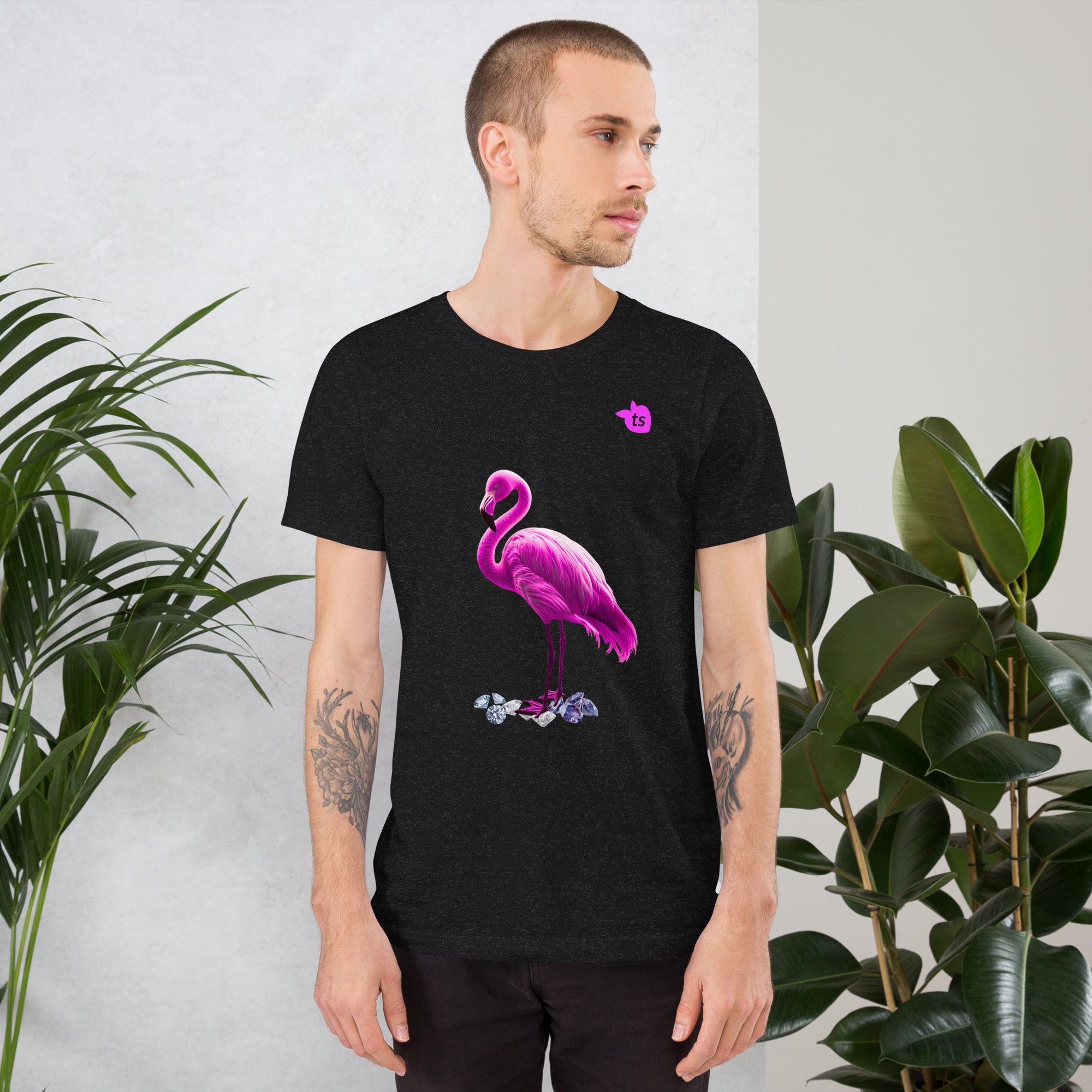 tsgabrielle® • For Him • Flamant 🦩 Rose • T-Shirt • Black • Black Cotton