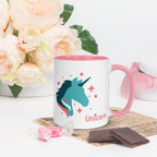 tsgabrielle® • Kubek z kolorowym wnętrzem • Jednorożec - Seraphina • Ceramika • 11 OZ