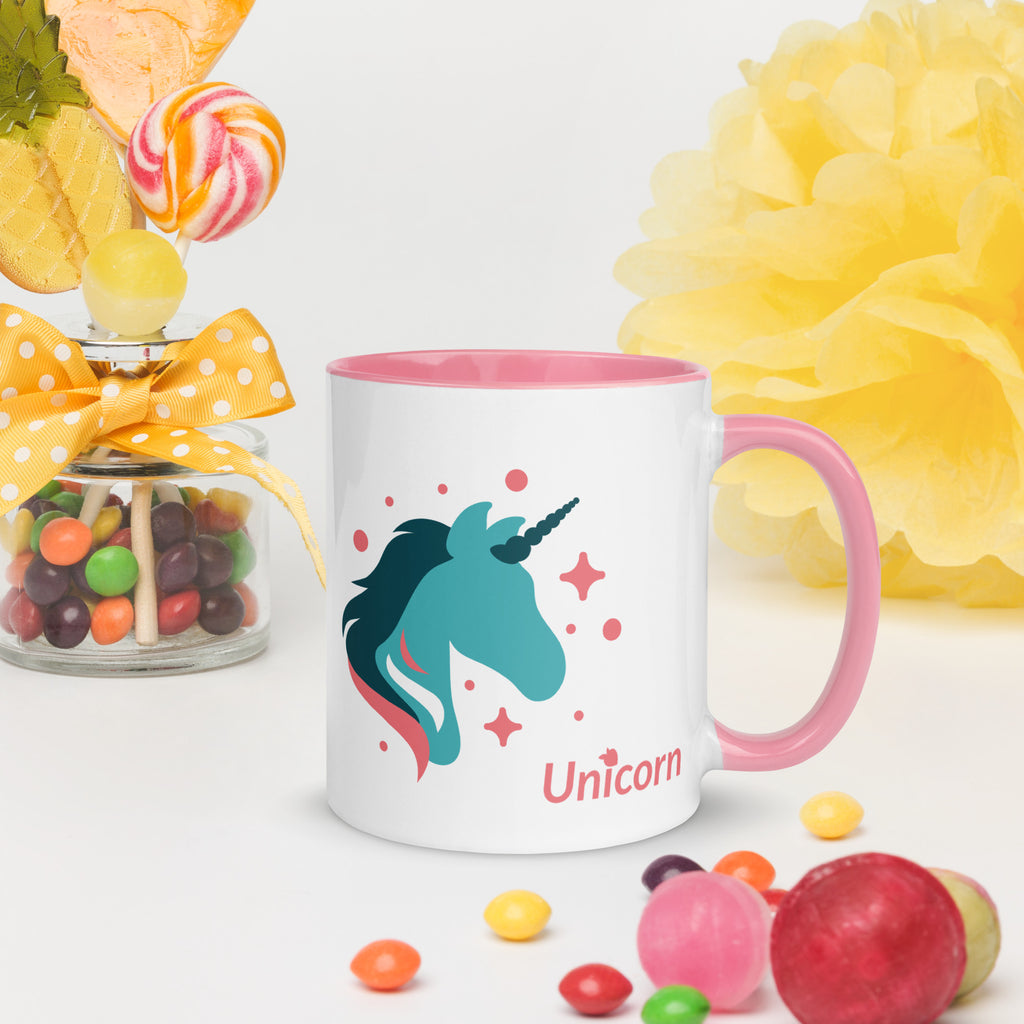 tsgabrielle® • Kubek z kolorowym wnętrzem • Jednorożec - Seraphina • Ceramika • 11 OZ